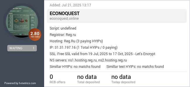 H-metrics.com widget for econoquest.online