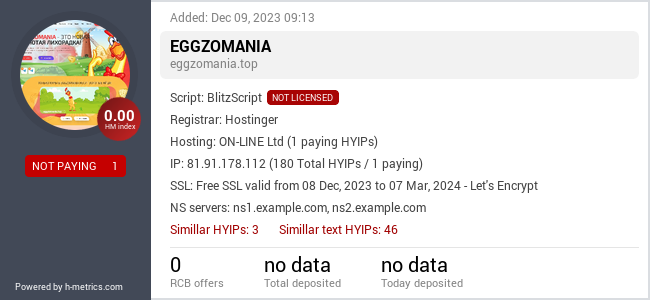 H-metrics.com widget for eggzomania.top