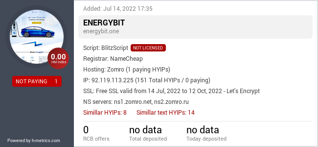 HYIPLogs.com widget for energybit.one