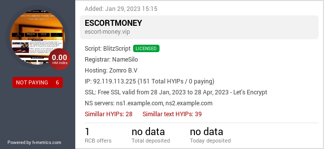 H-metrics.com widget for escort-money.vip