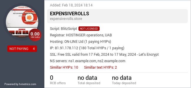 H-metrics.com widget for expensive-rolls.store