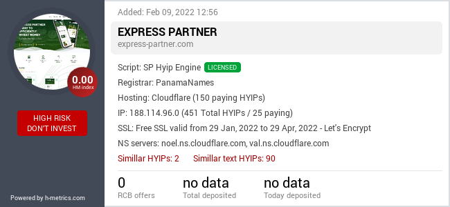 HYIPLogs.com widget for express-partner.com