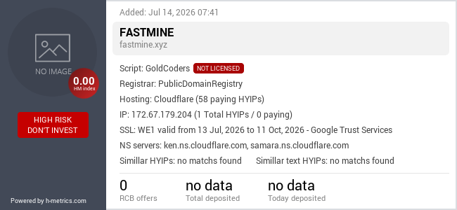 H-metrics.com widget for fastmine.xyz