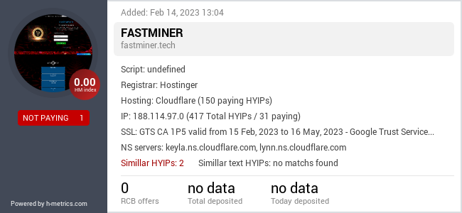 H-metrics.com widget for fastminer.tech