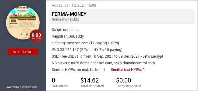 H-metrics.com widget for ferma-money.biz