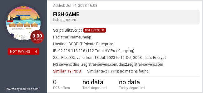 HYIPLogs.com widget for fish-game.pro