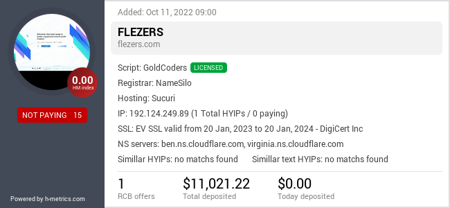 HYIPLogs.com widget for flezers.com