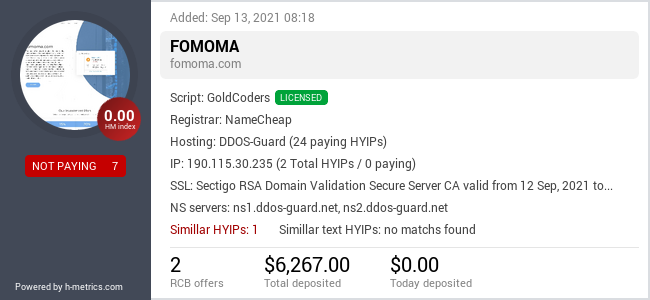 HYIPLogs.com widget for fomoma.com
