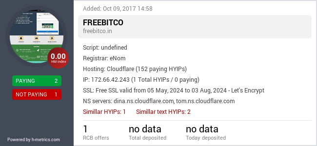 H-metrics.com widget for freebitco.in