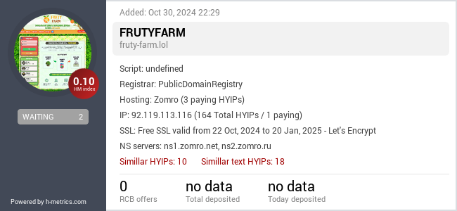 H-metrics.com widget for fruty-farm.lol