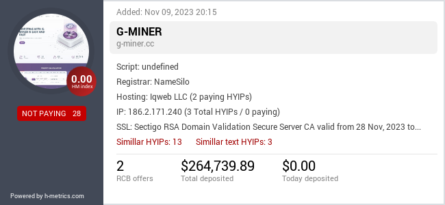 H-metrics.com widget for g-miner.cc