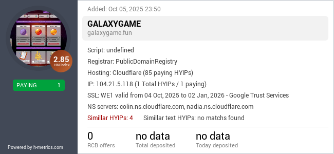 H-metrics.com widget for galaxygame.fun