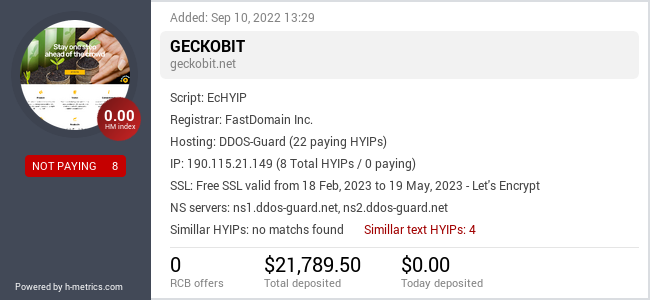 HYIPLogs.com widget for geckobit.net