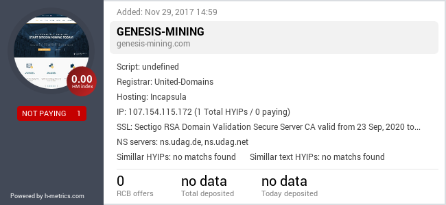 H-metrics.com widget for genesis-mining.com