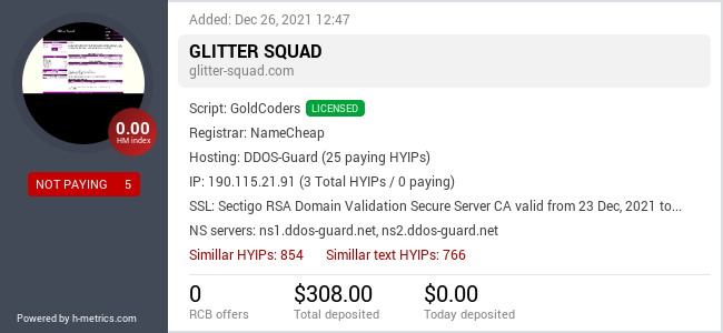 H-metrics.com widget for glitter-squad.com