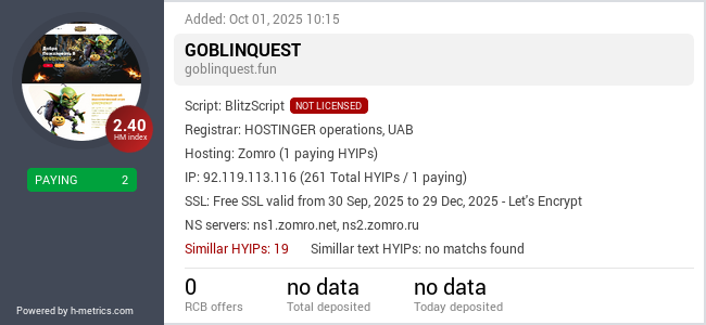 H-metrics.com widget for goblinquest.fun