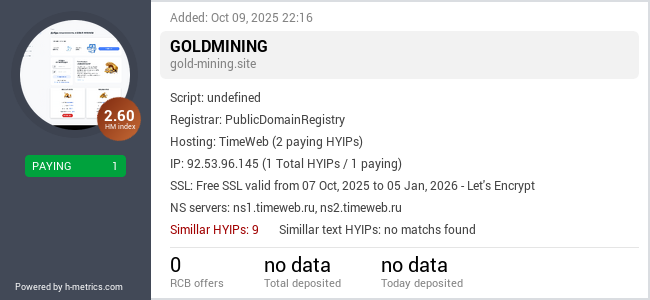 H-metrics.com widget for gold-mining.site
