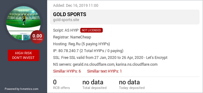 HYIPLogs.com widget for gold-sports.site