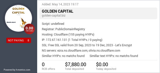 HYIPLogs.com widget for golden-capital.biz