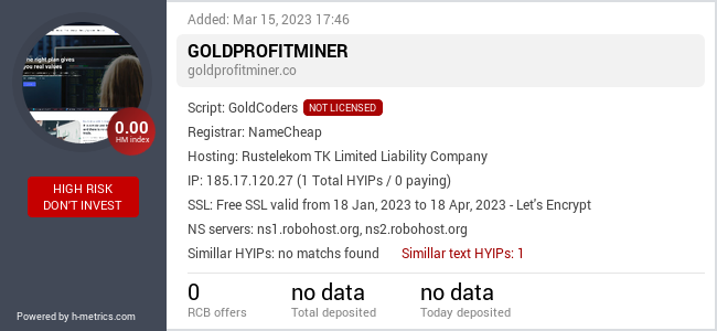 HYIPLogs.com widget for goldprofitminer.co