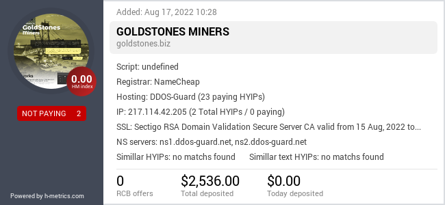 HYIPLogs.com widget for goldstones.biz