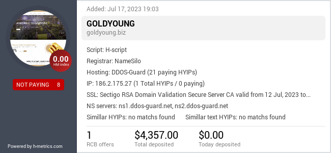 HYIPLogs.com widget for goldyoung.biz
