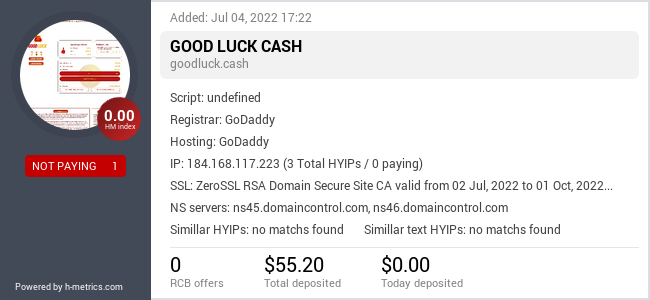 H-metrics.com widget for goodluck.cash