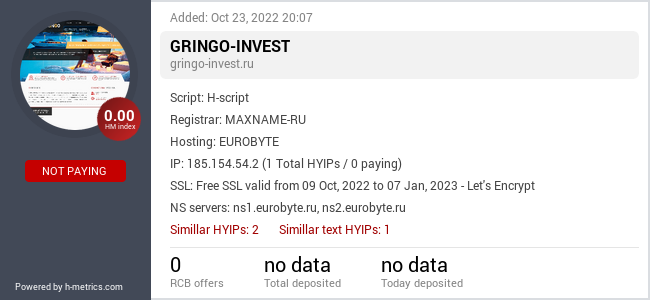 HYIPLogs.com widget for gringo-invest.ru
