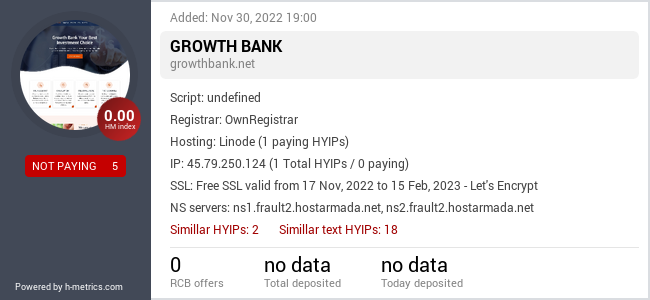 HYIPLogs.com widget for growthbank.net