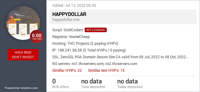 HYIPLogs.com widget for happydollar.one