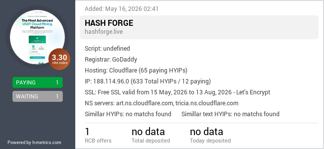 H-metrics.com widget for hashforge.live