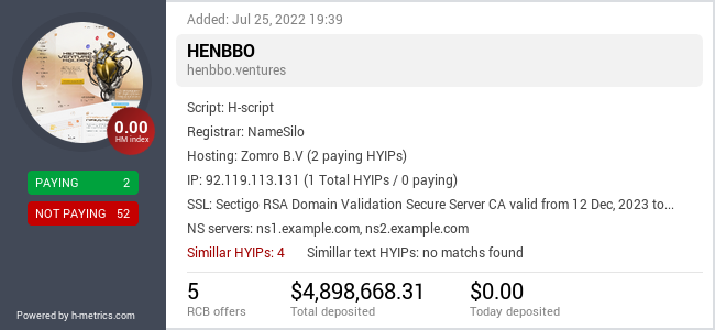 H-metrics.com widget for henbbo.ventures