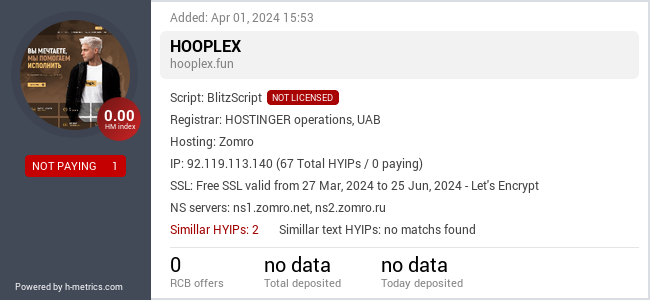 H-metrics.com widget for hooplex.fun