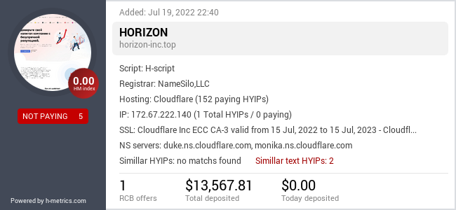 H-metrics.com widget for horizon-inc.top