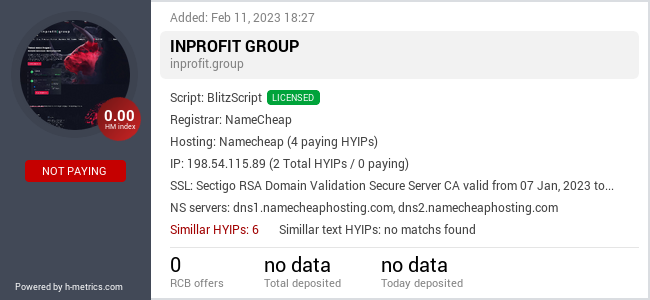HYIPLogs.com widget for inprofit.group