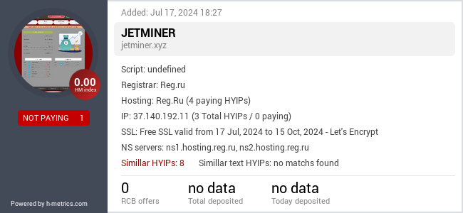 H-metrics.com widget for jetminer.xyz