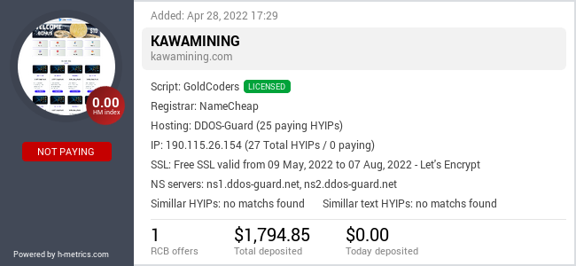 HYIPLogs.com widget for kawamining.com