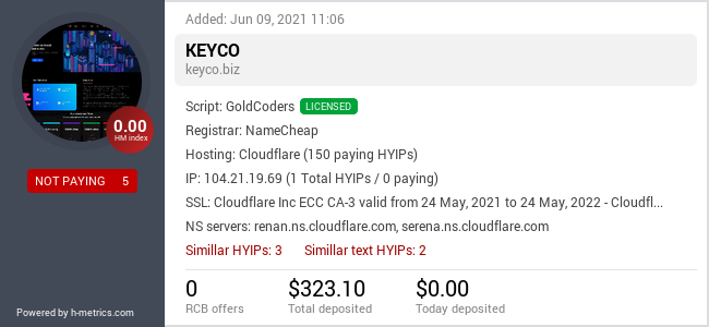 H-metrics.com widget for keyco.biz