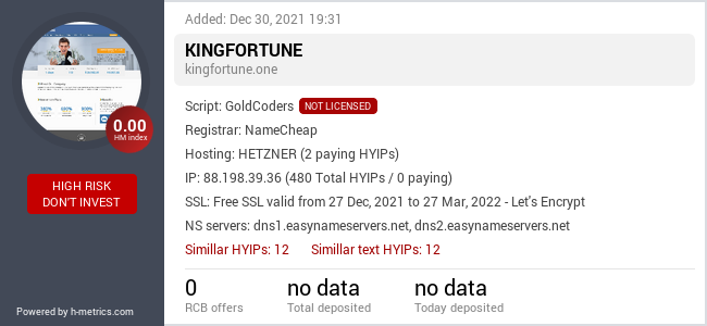 H-metrics.com widget for kingfortune.one