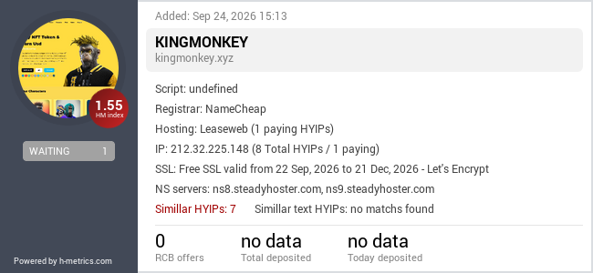 H-metrics.com widget for kingmonkey.xyz
