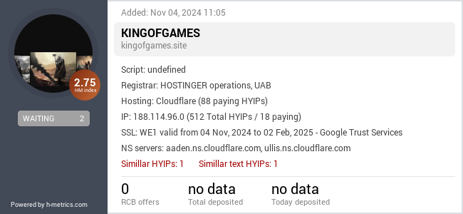 H-metrics.com widget for kingofgames.site