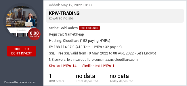 H-metrics.com widget for kpw-trading.sbs