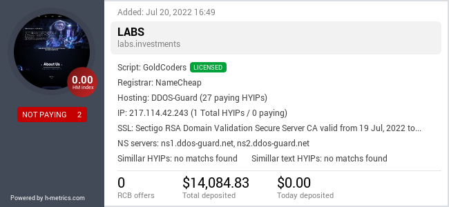 HYIPLogs.com widget for labs.investments