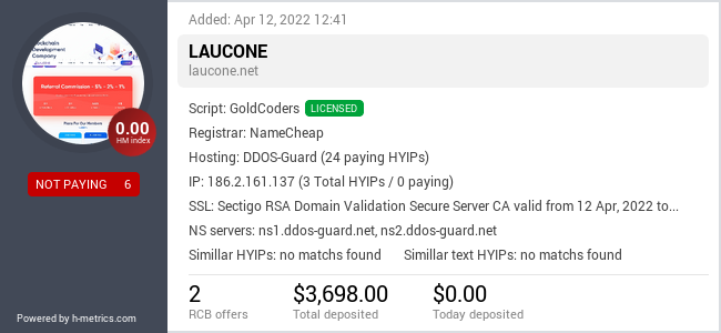 HYIPLogs.com widget for laucone.net