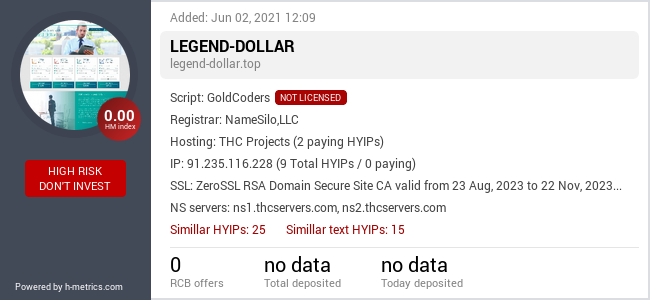HYIPLogs.com widget for legend-dollar.top