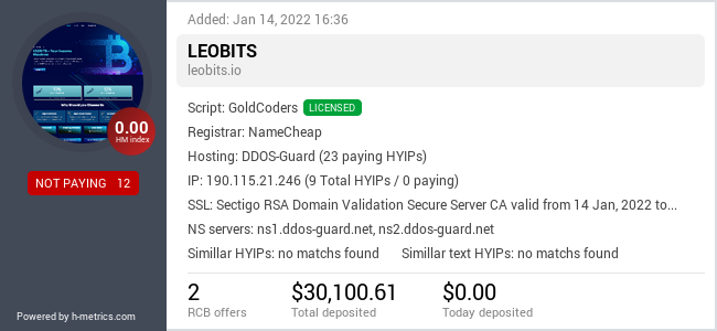 HYIPLogs.com widget for leobits.io