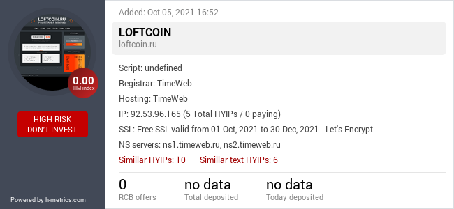 HYIPLogs.com widget for loftcoin.ru