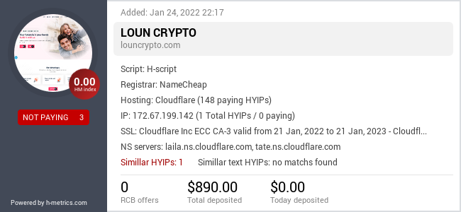 HYIPLogs.com widget for louncrypto.com