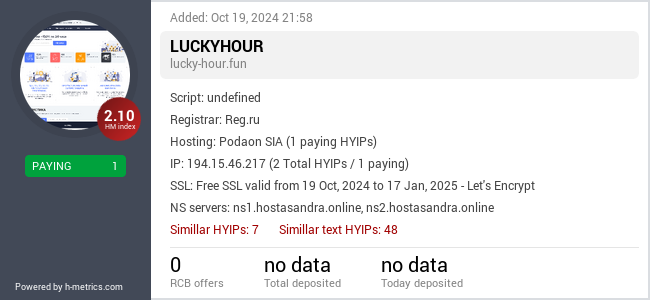 H-metrics.com widget for lucky-hour.fun