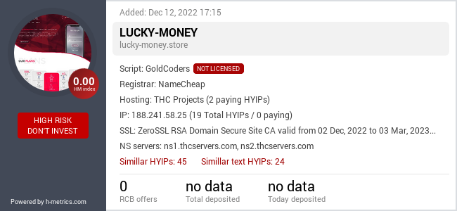 HYIPLogs.com widget for lucky-money.store